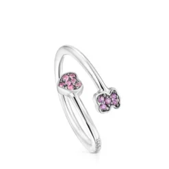 Anillo abierto de plata con motivos de zafiros y amatistas TOUS New Motif