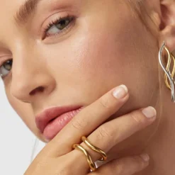 Anillo con baño de oro 18 kt sobre plata Hav