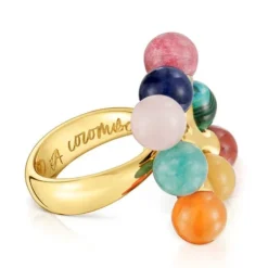 Anillo con baño de oro 18 kt sobre plata y multigemas TOUS X LEA COLOMBO