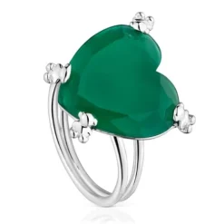 Anillo corazón de plata y calcedonia tratada Color Pills