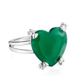 Anillo corazón de plata y calcedonia tratada Color Pills