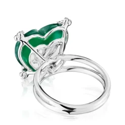 Anillo corazón de plata y calcedonia tratada Color Pills
