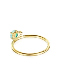 Anillo de oro con amazonita facetada y rubí  Mini Ivette