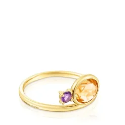 Anillo de oro con citrino y amatista Virtual Garden