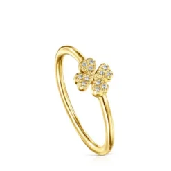 Anillo de oro y diamantes motivo trébol TOUS Good Vibes