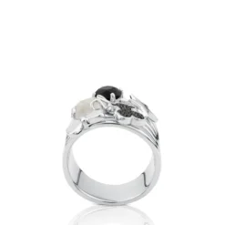Anillo de plata con espinelas, ónix, cuarzo y nácar Join