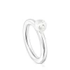 Anillo de plata y perla motivo oso Icon Pearl