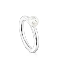 Anillo de plata y perla motivo oso Icon Pearl