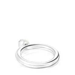 Anillo de plata y perla motivo oso Icon Pearl