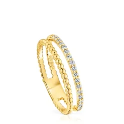 Anillo doble mediano de oro y diamantes Les Classiques