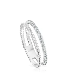 Anillo doble mediano de oro blanco y diamantes Les Classiques