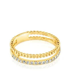 Anillo doble mediano de oro y diamantes Les Classiques
