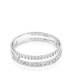 Anillo doble mediano de oro blanco y diamantes Les Classiques