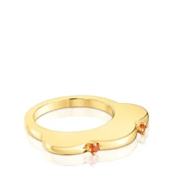 Anillo grande flor con baño de oro 18 kt sobre plata y cornalina My Other Half