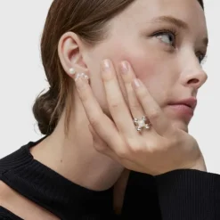 Anillo grande motivos de plata y perla cultivada Sugar Party