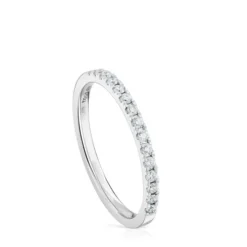 Anillo media alianza mediana de oro blanco con diamantes Les Classiques