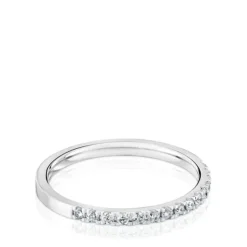 Anillo media alianza mediana de oro blanco con diamantes Les Classiques