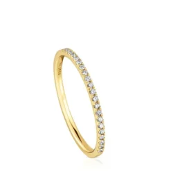 Anillo media alianza pequeña de oro con diamantes Les Classiques