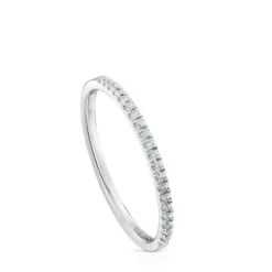 Anillo media alianza pequeña de oro blanco con diamantes Les Classiques