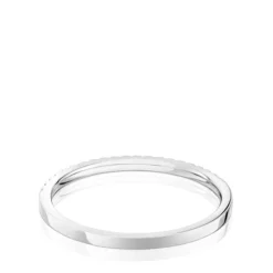 Anillo media alianza pequeña de oro blanco con diamantes Les Classiques
