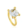 Anillo mediano con baño de oro 18 kt sobre plata y cuarzo cristal de roca Color White