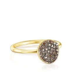 Anillo pequeño con baño de oro 18 kt sobre plata y diamantes Nenufar