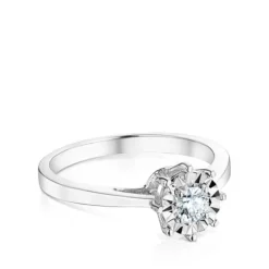 Anillo rosetón grande de oro blanco y diamantes 0.20ct Les Classiques