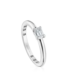 Anillo solitario de platino con diamante talla esmeralda creado en laboratorio Les Classiques LGD