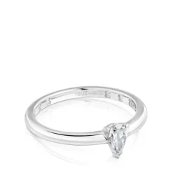Anillo solitario de platino con diamante talla pera creado en laboratorio Les Classiques LGD