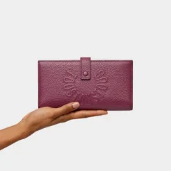 Billetera grande Flap de piel burdeos TOUS Miranda