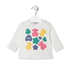 Camiseta osos,corazones y flores Casual crudo