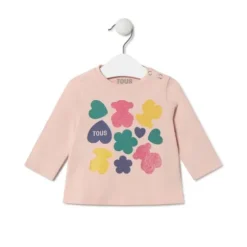 Camiseta osos,corazones y flores Casual rosa