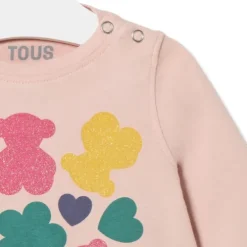 Camiseta osos,corazones y flores Casual rosa