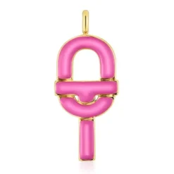 Colgante grande con baño de oro 18 kt sobre plata y esmalte fucsia TOUS MANIFESTO