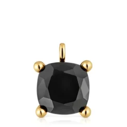 Colgante grande con baño de oro 18 kt sobre plata y ónix Color Black