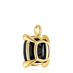 Colgante grande con baño de oro 18 kt sobre plata y ónix Color Black