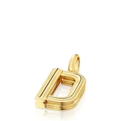 Colgante mediano letra D con baño de oro 18 kt sobre plata Alphabet