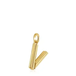 Colgante mediano letra V con baño de oro 18 kt sobre plata Alphabet
