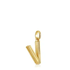 Colgante mediano letra V con baño de oro 18 kt sobre plata Alphabet