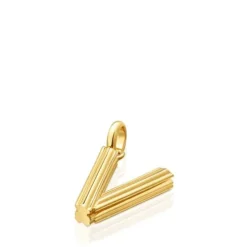 Colgante mediano letra V con baño de oro 18 kt sobre plata Alphabet