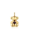 Colgante oso mediano con baño de oro 18 kt sobre plata y amatista Bold Bear