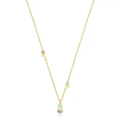 Collar con baño de oro 18 kt sobre plata y gemas Fragile Nature