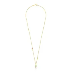 Collar con baño de oro 18 kt sobre plata y gemas Fragile Nature