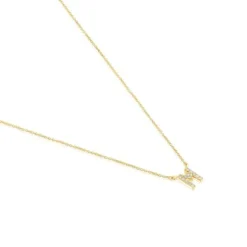 Collar corto de oro y 0,05 ct de diamantes letra M Alphabet