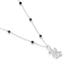 Collar corto de plata, ónix y motivo oso TOUS Grain