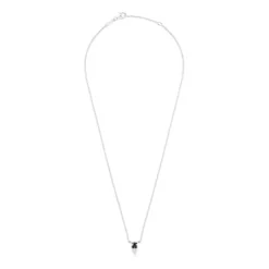 Collar corto de plata y motivo oso pequeño en ónix Icon Color