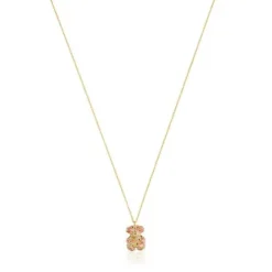 Collar corto oso de oro y gemas Bold Bear