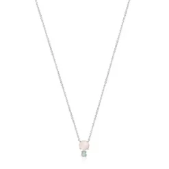 Collar de plata con cuarzo rosa y amazonita Mini Color