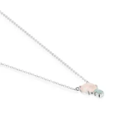 Collar de plata con cuarzo rosa y amazonita Mini Color