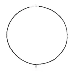 Collar de plata con ónix y motivo oso Bold Bear